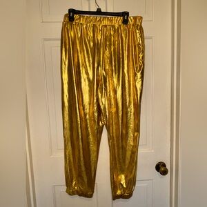 Shiny Gold Metallic Pants unisex travel formal casual comfy holiday gifts sport